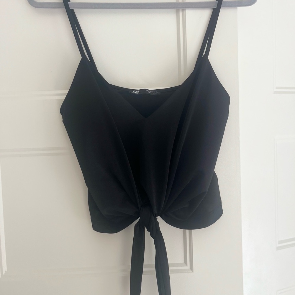 Zara Black Tie-Front Camisole
